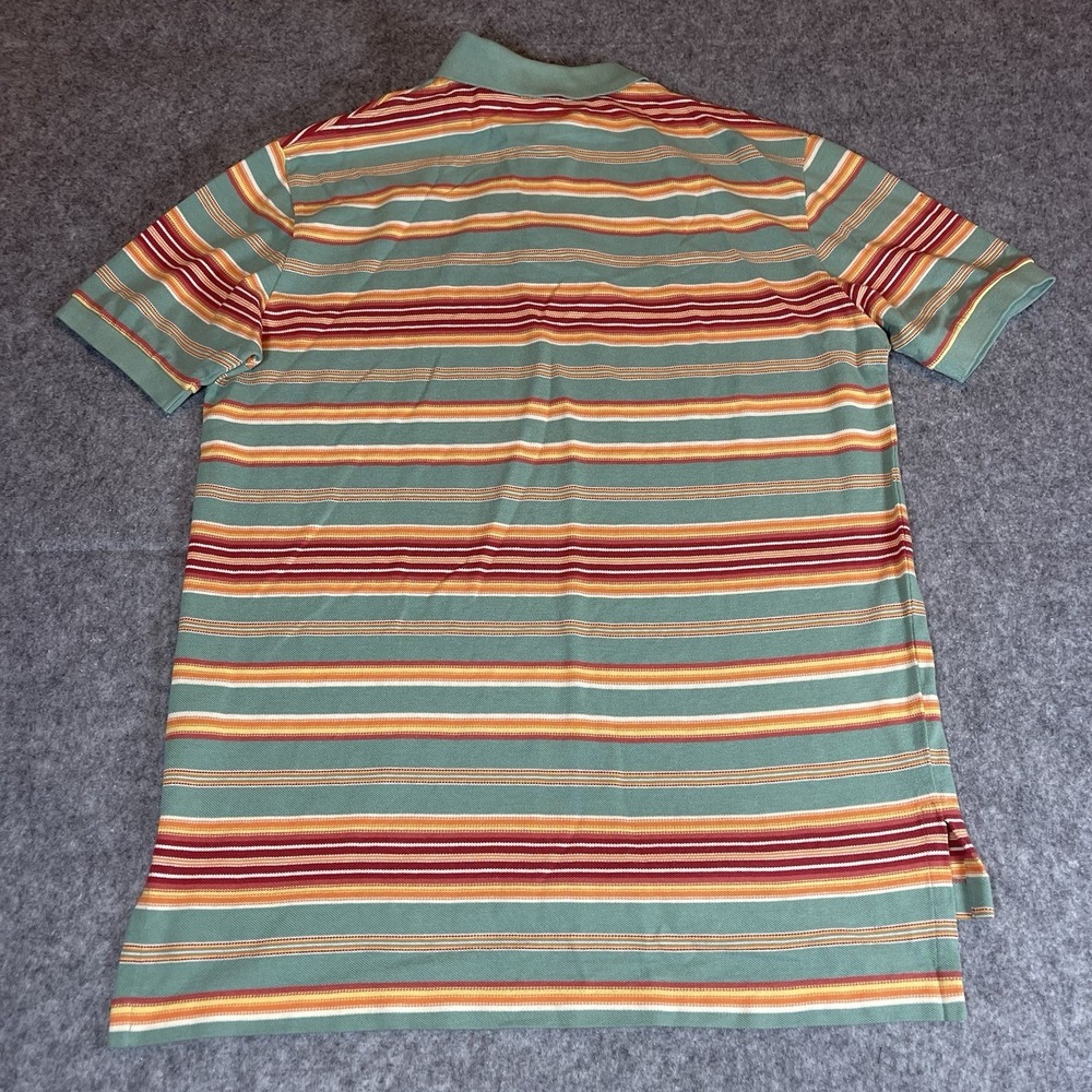 VTG Polo Ralph Lauren Striped Shirt Mens XL Green Orange Sunset Cotton Slit Hem - Picture 5 of 7